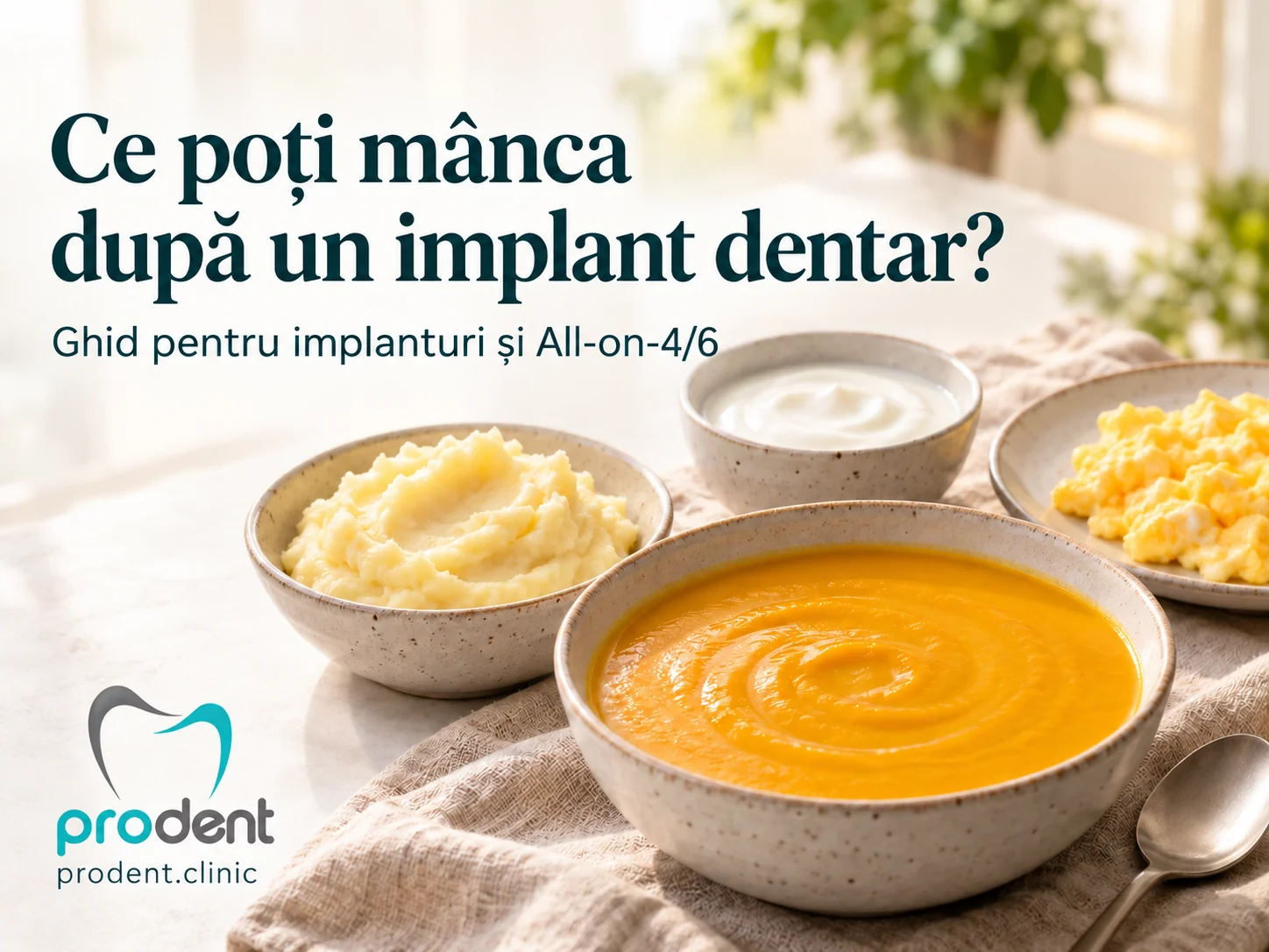 Supă-cremă, piure, iaurt și ouă moi — idei de alimente după implant dentar sau All-on-4/6